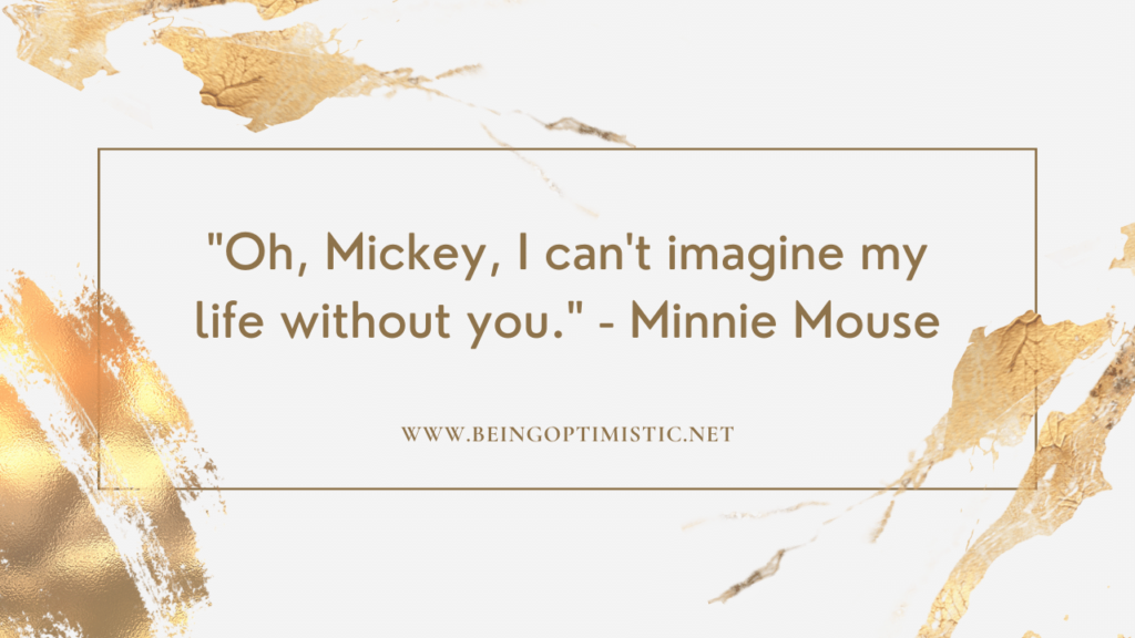 "Oh, Mickey, I can't imagine my life without you." - Minnie Mouse