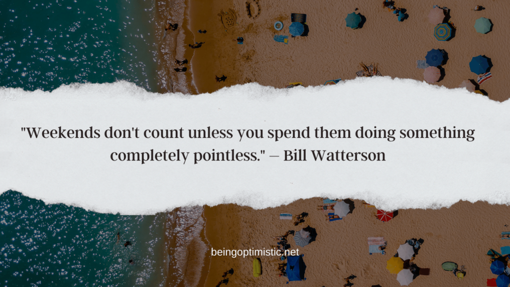  "Weekends don't count unless you spend them doing something completely pointless." – Bill Watterson